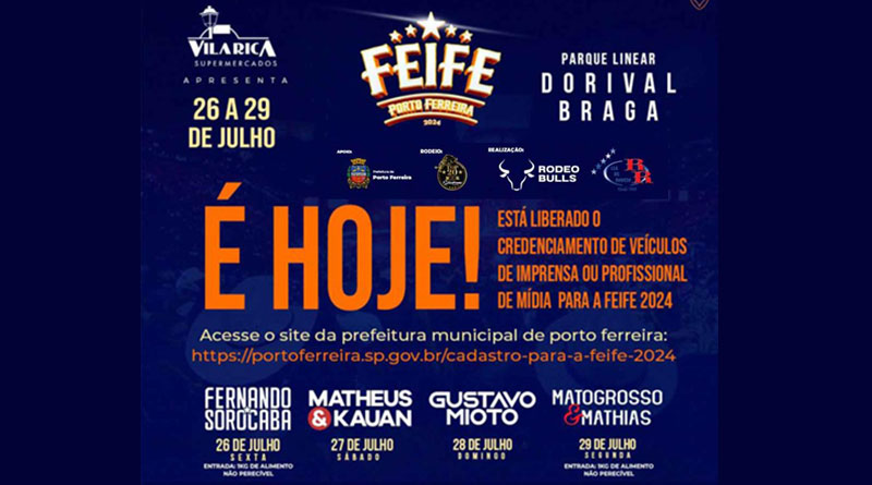 Feife 2024: tem início nesta terça-feira o prazo para credenciamento de veículos de imprensa e profissionais de mídia
