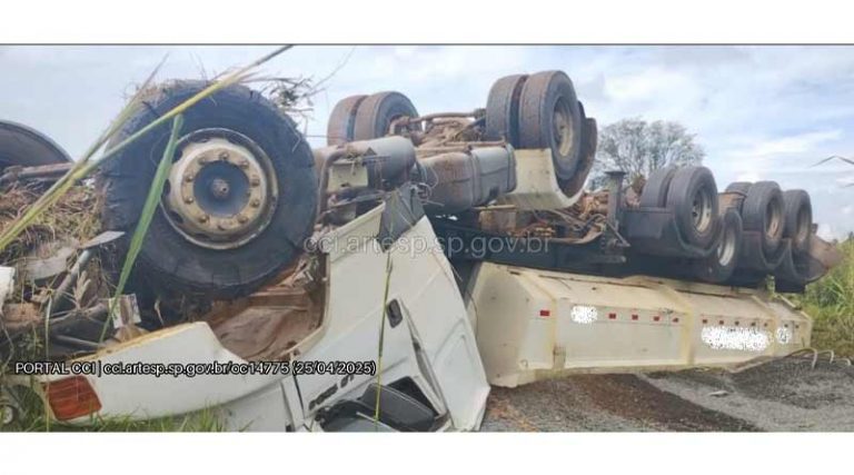 Caminhão Capota na Anhanguera em Pirassununga e Deixa Vítima Fatal