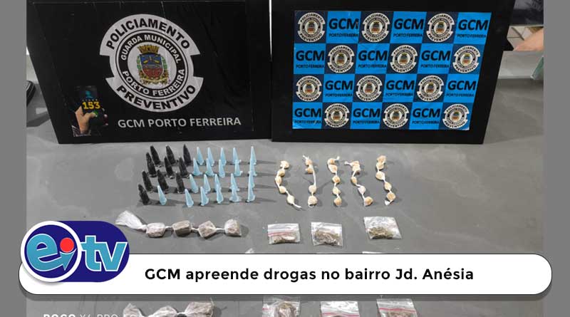 GCM apreende drogas no bairro Jd. Anésia.
