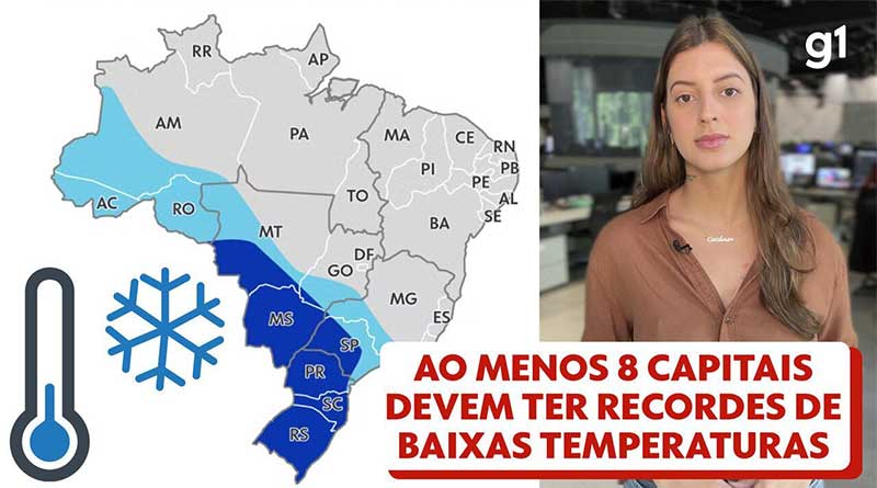 Onda polar: mapa mostra frio tomando estados; veja evolução da passagem da frente fria.
