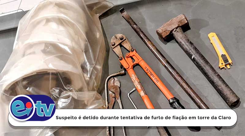 Suspeito é detido durante tentativa de furto de fiação em torre da Claro, em Santa Rita do Passa Quatro.