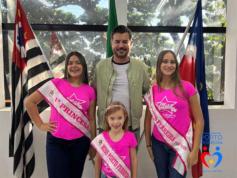 Candidatas mirins de Porto Ferreira ao Miss São Paulo Teen Infantil são recebidas na Prefeitura