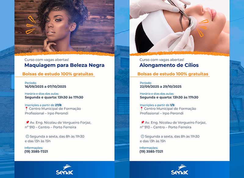 Prefeitura e Senac oferecem novos cursos gratuitos na área de beleza