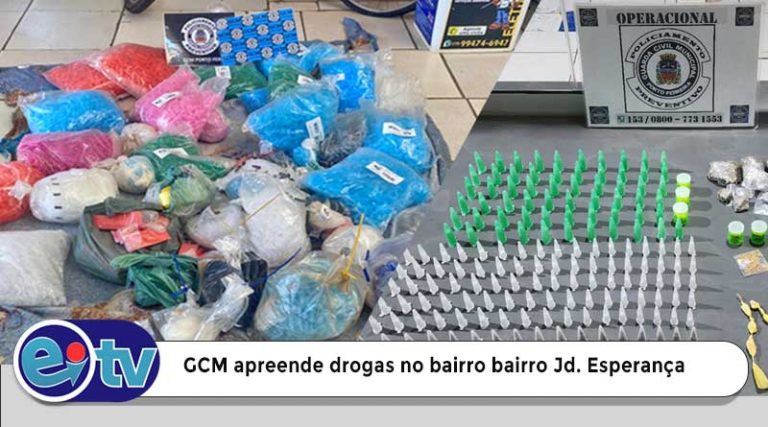 GCM apreende drogas no bairro bairro Jd. Esperança