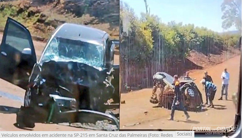 Acidente entre dois carros e carreta deixa 5 feridos na SP-215