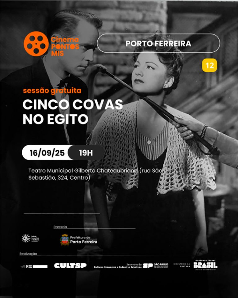 Projeto Pontos MIS apresenta a comédia de aventura “Cinco Covas no Egito”