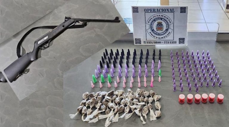 GCM apreende drogas e arma de pressão em ações nos bairros Porto Belo e Porto Be [...]
