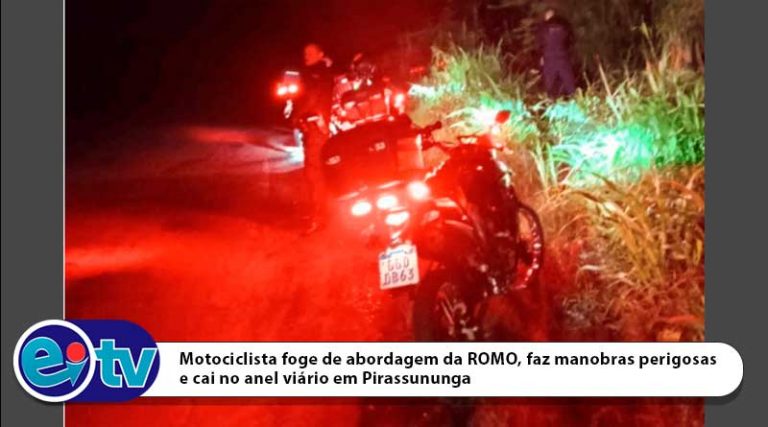 Motociclista foge de abordagem da ROMO, faz manobras perigosas e cai no anel viá [...]