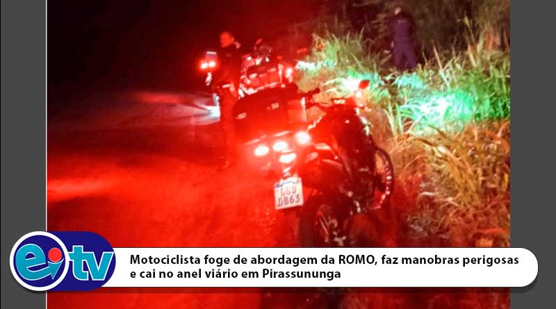 Motociclista foge de abordagem da ROMO, faz manobras perigosas e cai no anel viário em Pirassununga