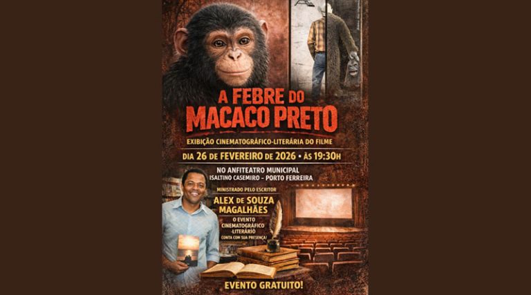 Exibição de A Febre do Macaco Preto une cinema e literatura em Porto Ferreira.