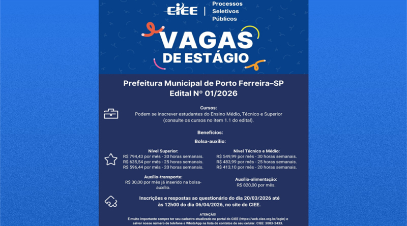 Prefeitura abre inscrições para processo seletivo de estágio em 2026 em parceria [...]