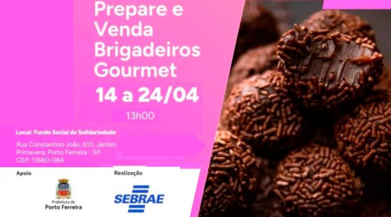 Curso gratuito de brigadeiros gourmet abre inscrições em Porto Ferreira
