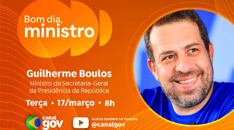 Guilherme Boulos destaca debate do fim da escala 6×1 no programa “Bom Dia, Ministro” desta terça (17/3)