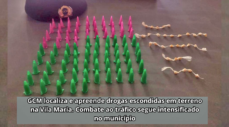 GCM localiza e apreende drogas escondias em terreno na Vila Maria