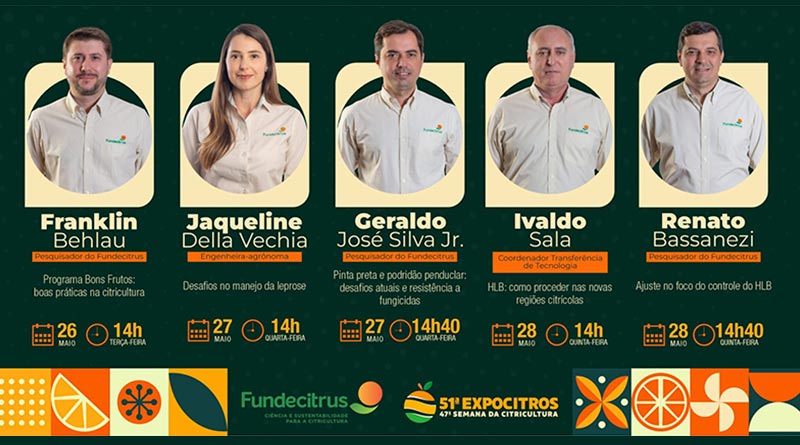 Fundecitrus fará discussão sobre greening, pinta preta e boas práticas no campo na Expocitros 2026