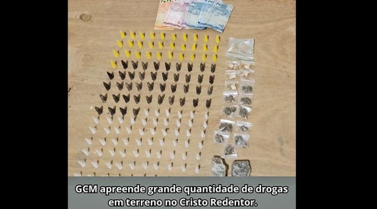 GCM apreende grande quantidade de drogas em terreno no Crito Redentor