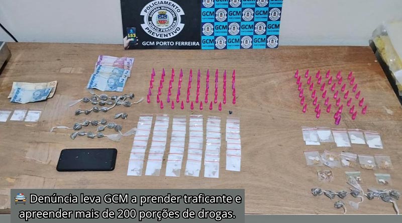 GCM PRENDE HOMEM POR TRÁFICO DE DROGAS E APREENDE ENTORPECENTES APÓS DENÚNCIA