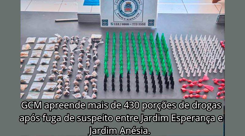 GCM apreende mais de 430 porções de drogas