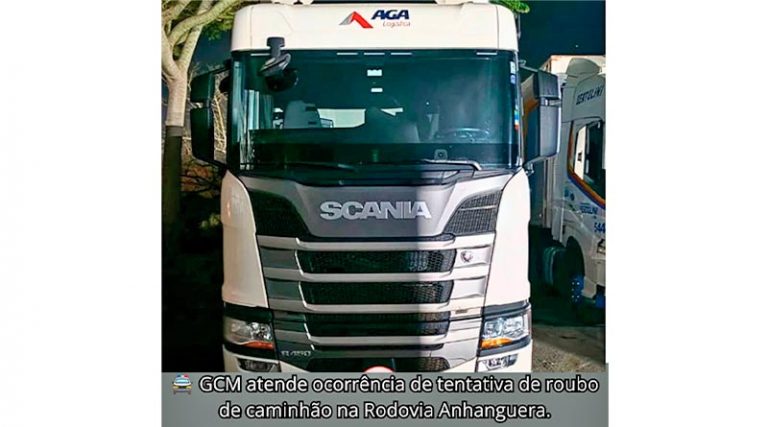 GCM ATENDE OCORRÊNCIA DE TENTATIVA DE ROUBO DE CAMINHÃO NA RODOVIA ANHANGUERA