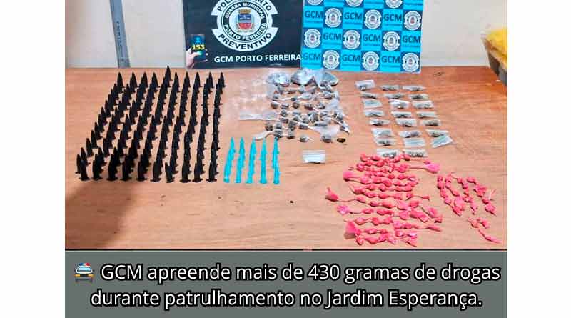 GCM APREENDE MAIS DE 430 GRAMAS DE ENTORPECENTES DURANTE PATRULHAMENTO NO JARDIM ESPERANÇA