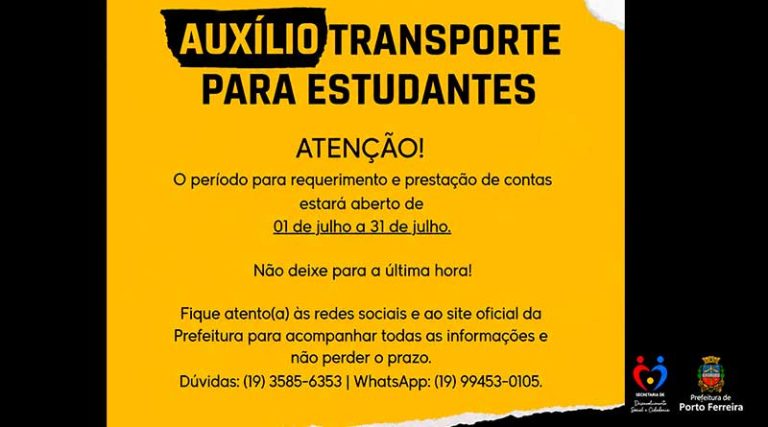 Prefeitura abre período para solicitação do auxílio transporte estudantil para o [...]