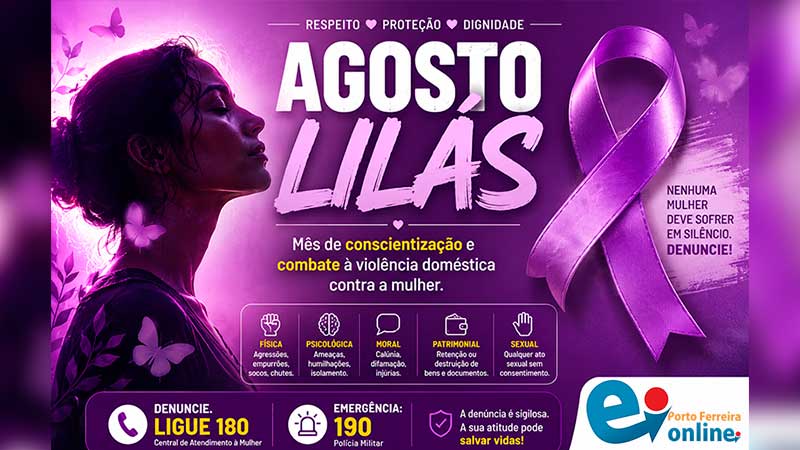 Agosto Lilás reforça a luta contra a violência doméstica e a importância da denú [...]