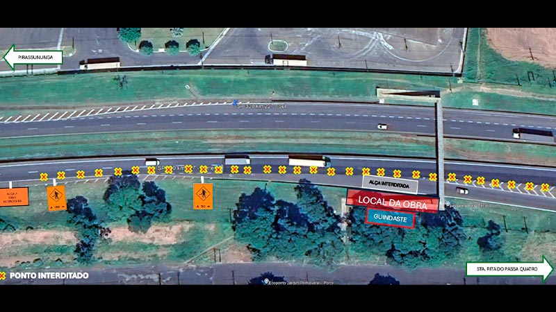 Arteris Intervias realiza interdição temporária de acesso na Anhanguera (SP-330) para obras em passarela de Porto Ferreira