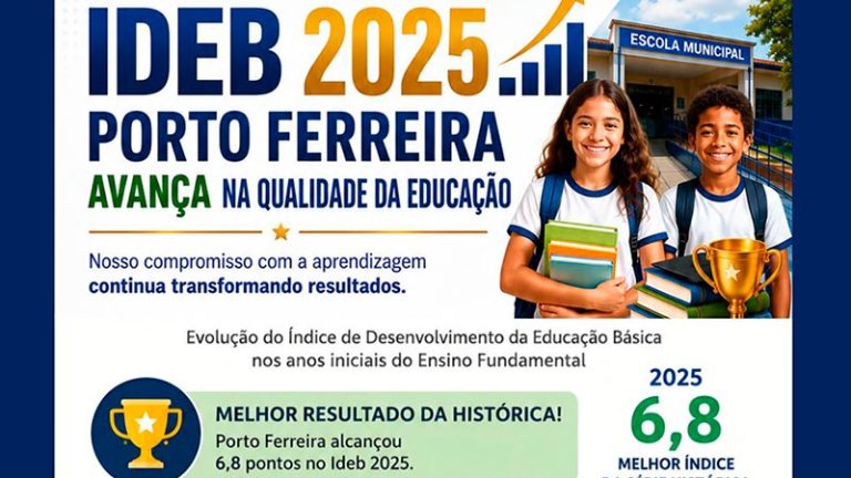  Porto Ferreira melhora desempenho no Ideb 2025 e alcança maior nota da série hi [...]
