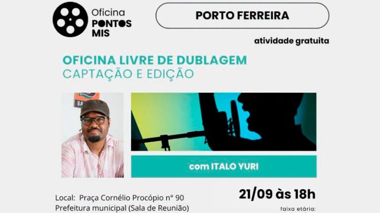 Porto Ferreira recebe oficina gratuita de dublagem, captação e edição de áudio