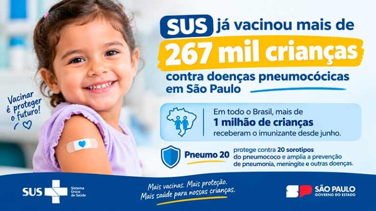 SUS já vacinou mais de 267 mil crianças contra doenças pneumocócicas em São Paul [...]