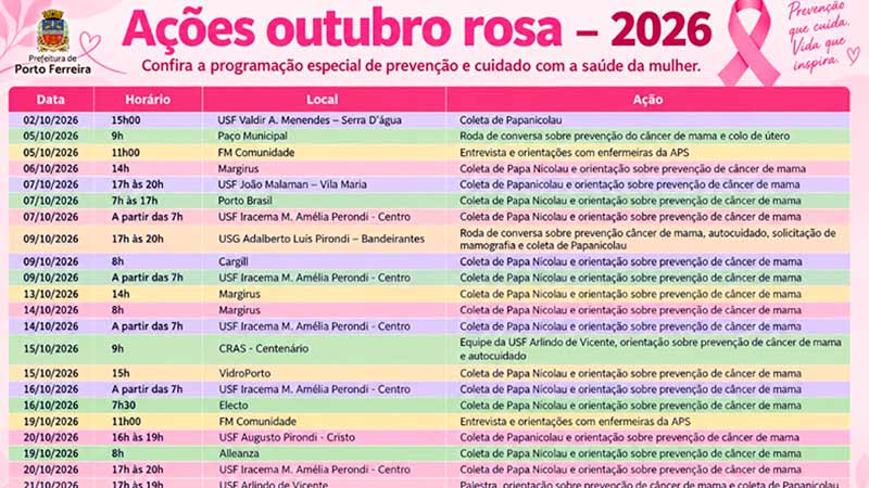 Secretaria promove programação especial do ‘Outubro Rosa’ com ações de prevenção e cuidado à saúde da mulher