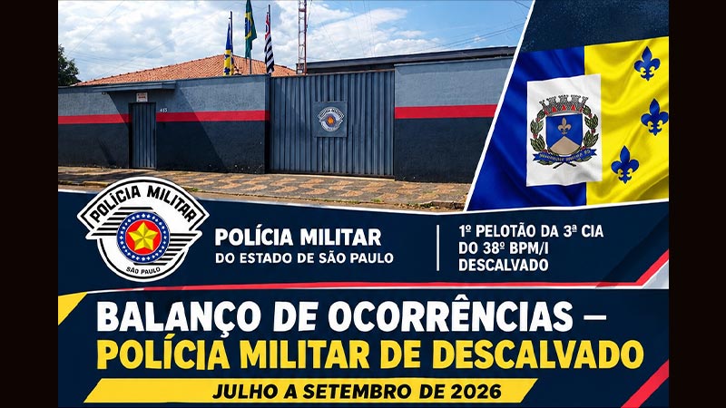 POLÍCIA MILITAR DE DESCALVADO APRESENTA BALANÇO POSITIVO DE OCORRÊNCIAS